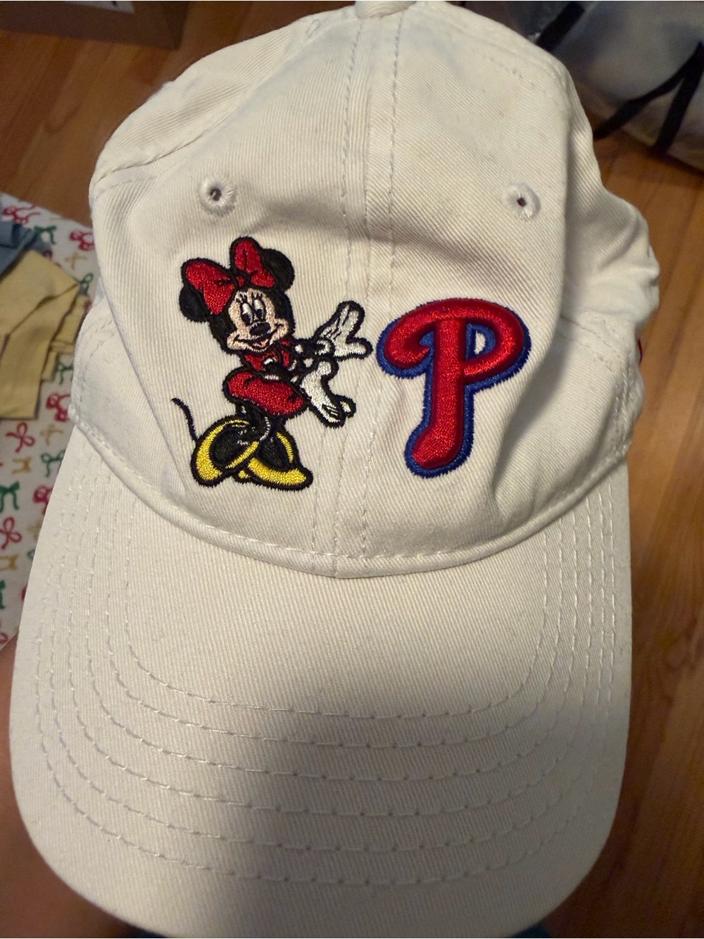 New Era White Kids Cap with Minnie Mouse and Red 'P' Patch